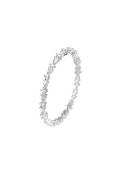 92.5 Sterling Silver Bangles With Zirconia Stones Set of 2