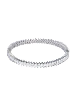 92.5 Sterling Silver White Zirconia Bangles Set of 2