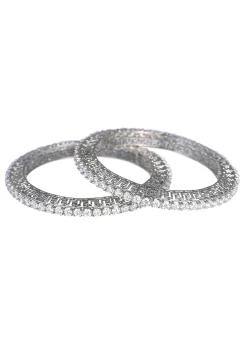 92.5 Sterling Silver Zirconia Bangles Set of 2