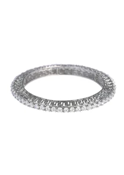 92.5 Sterling Silver Zirconia Bangles Set of 2