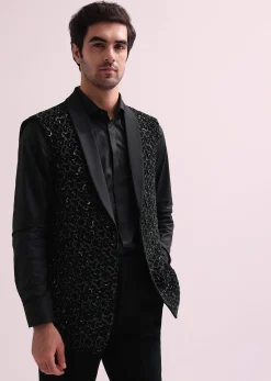 Aditya Roy Kapur In Our Black Double Layered Indo Western Jacket With Shirt And Pant
