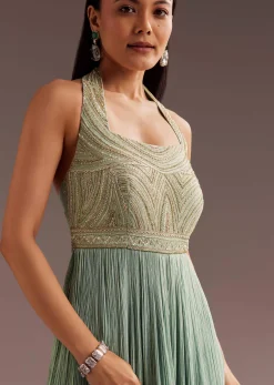 Aqua Blue Cut Dana Indowestern Jumpsuit