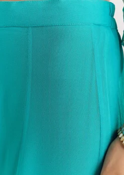 Aqua blue Georgette Kurta Palazzo Suit With Organza Dupatta And Gotta Work