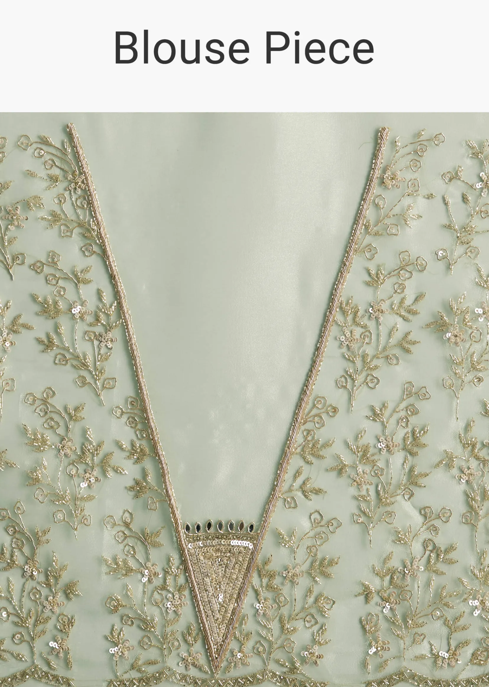 Aqua Green Organza Embroidered Saree With Scallop Border