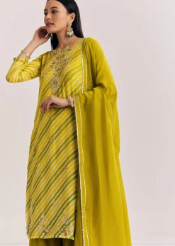 Baby Pink Georgette Kurta Palazzo Suit With Moti Work And Gotta Lace