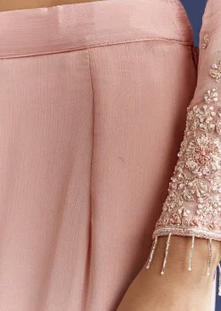 Baby Pink Moti Embroidered Work Kurta Set With Dupatta