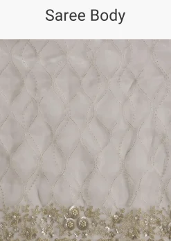 Beige Cream Tissue Saree With Floral Jaal