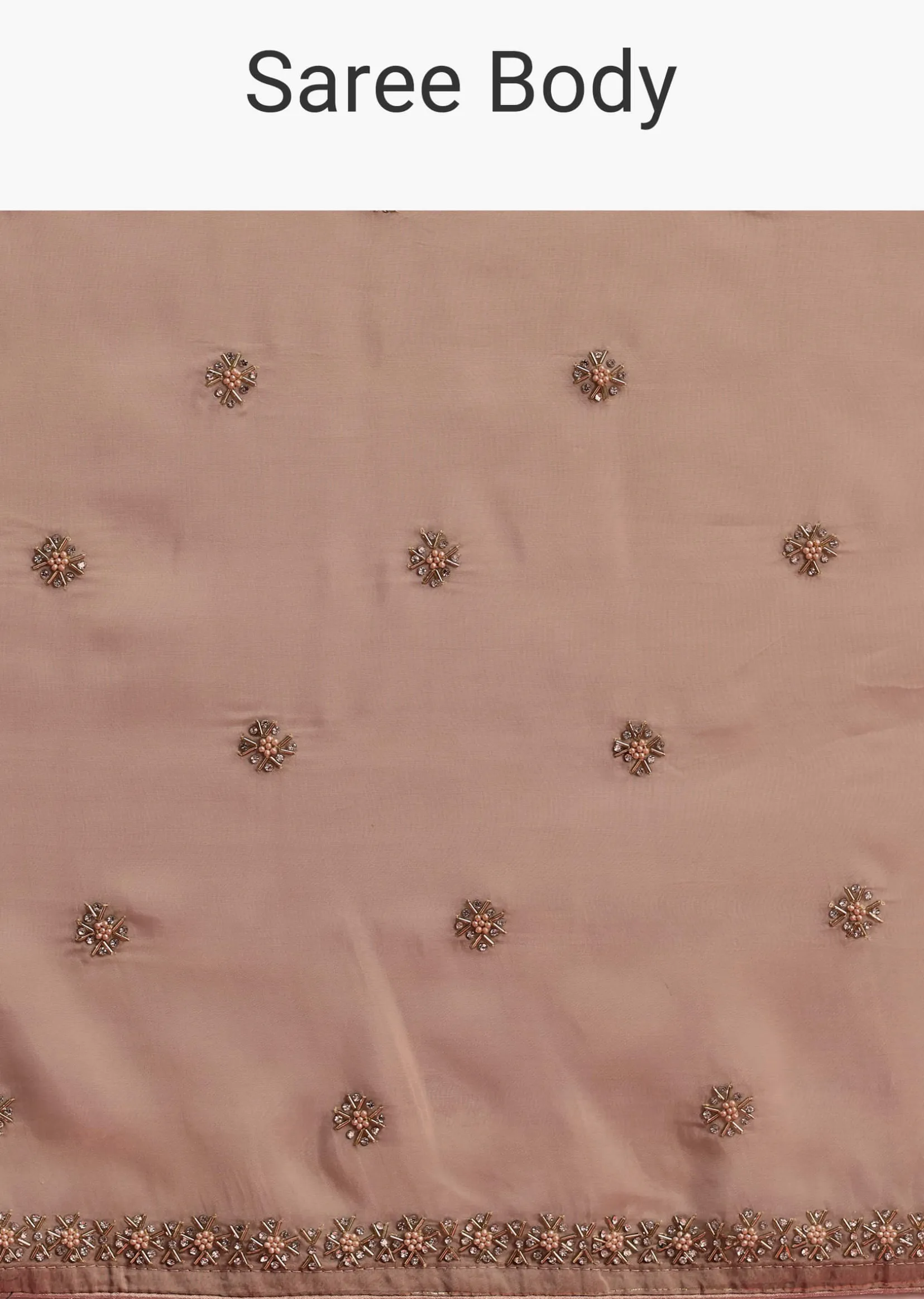 Beige Crepe Silk Saree With Cutdana Work