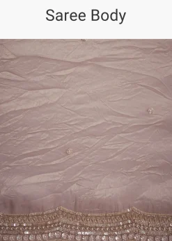 Beige Crushed Tissue Saree With Embroidered Border