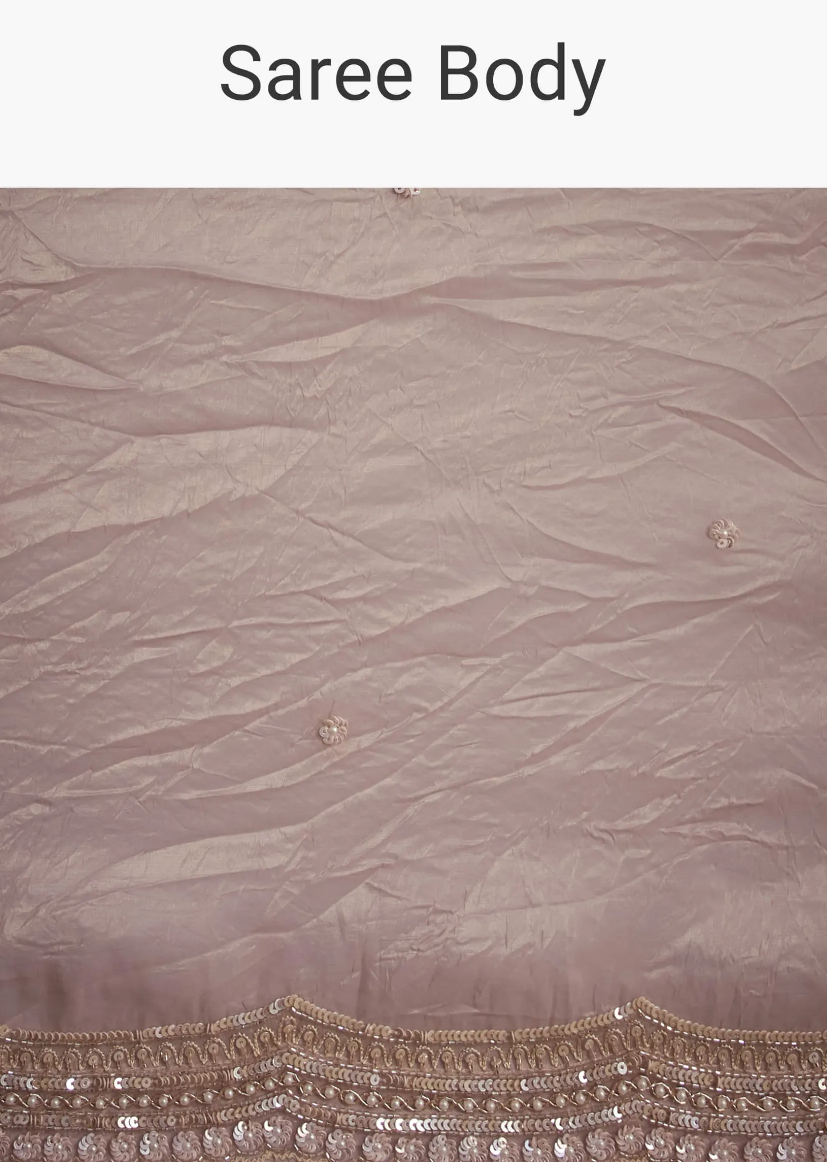 Beige Crushed Tissue Saree With Embroidered Border