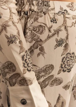 Beige Floral Printed Crepe Anarkali Set With Chinon Dupatta