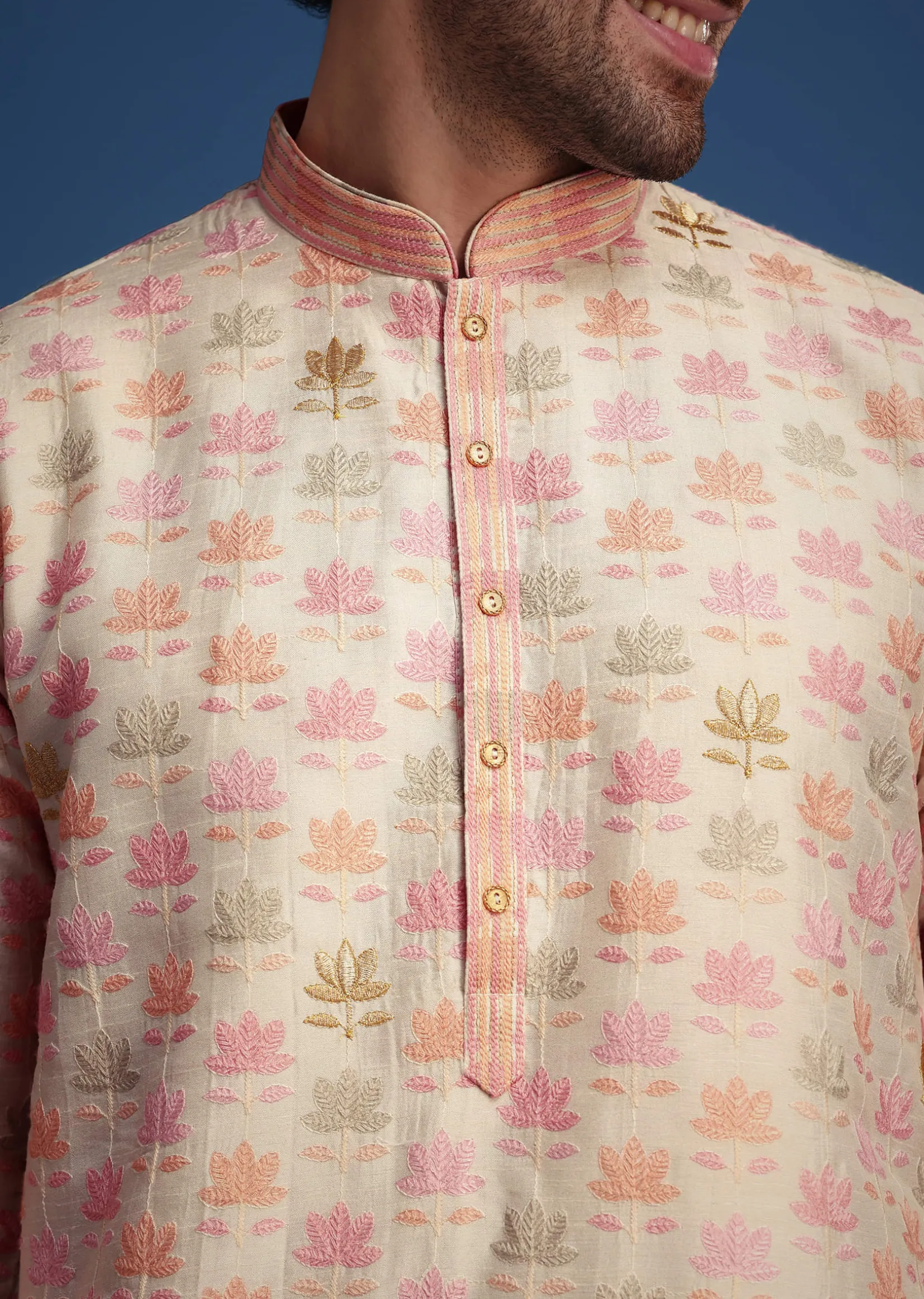 Beige Floral Printed Kurta Set