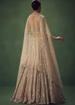 Beige Hand Embroidered Sequin Work Lehenga Set