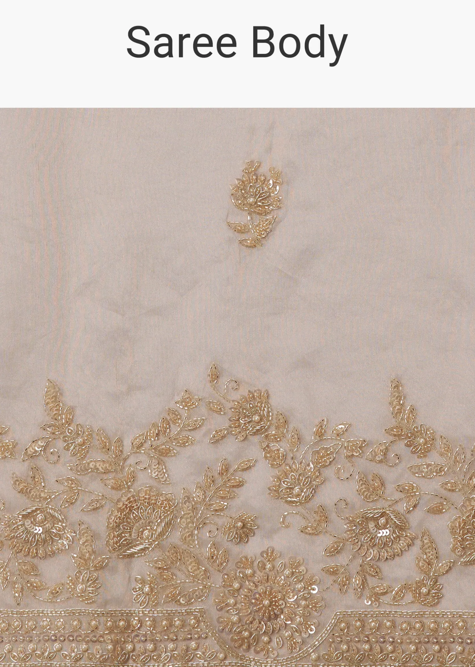 Beige Ivory Tissue Saree With Velvet Embroidered Blouse