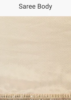 Beige Kora Silk Tissue Saree With Gota Patti Buttis And Unstitched Blouse Piece