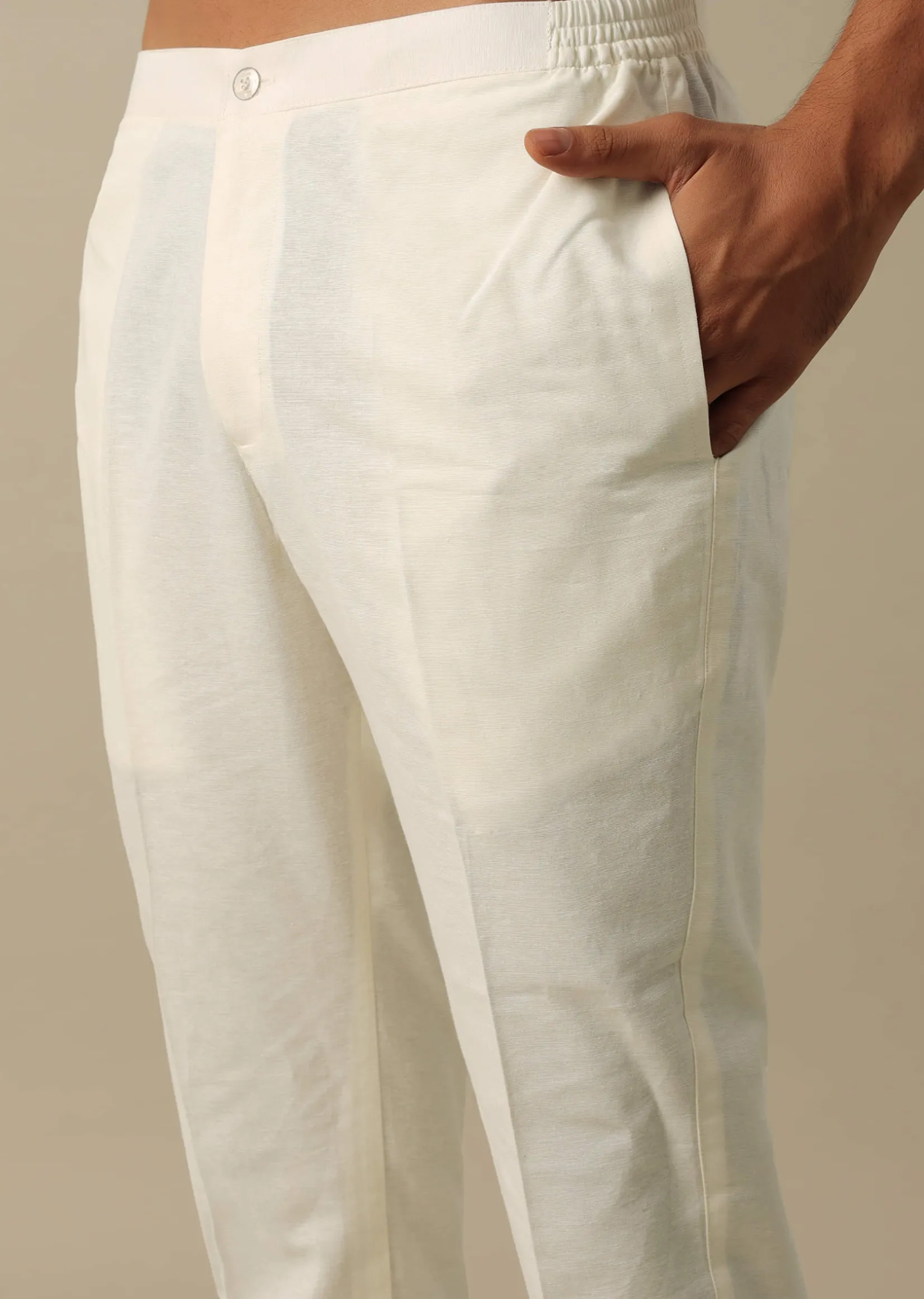 Beige Linen Indowestern Sherwani Set