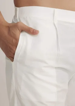 Beige Linen Kurta With Floral Print