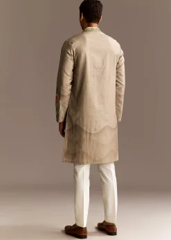Beige Mirror Work Kurta Set