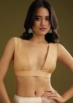 Beige Shaded Glass Tissue Saree With Stone Embellishment