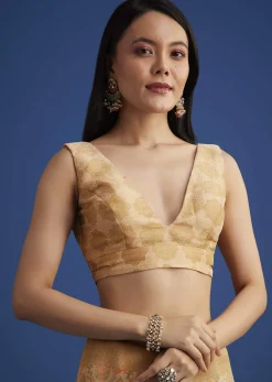 Beige Tissue Silk Saree With Woven Patterns