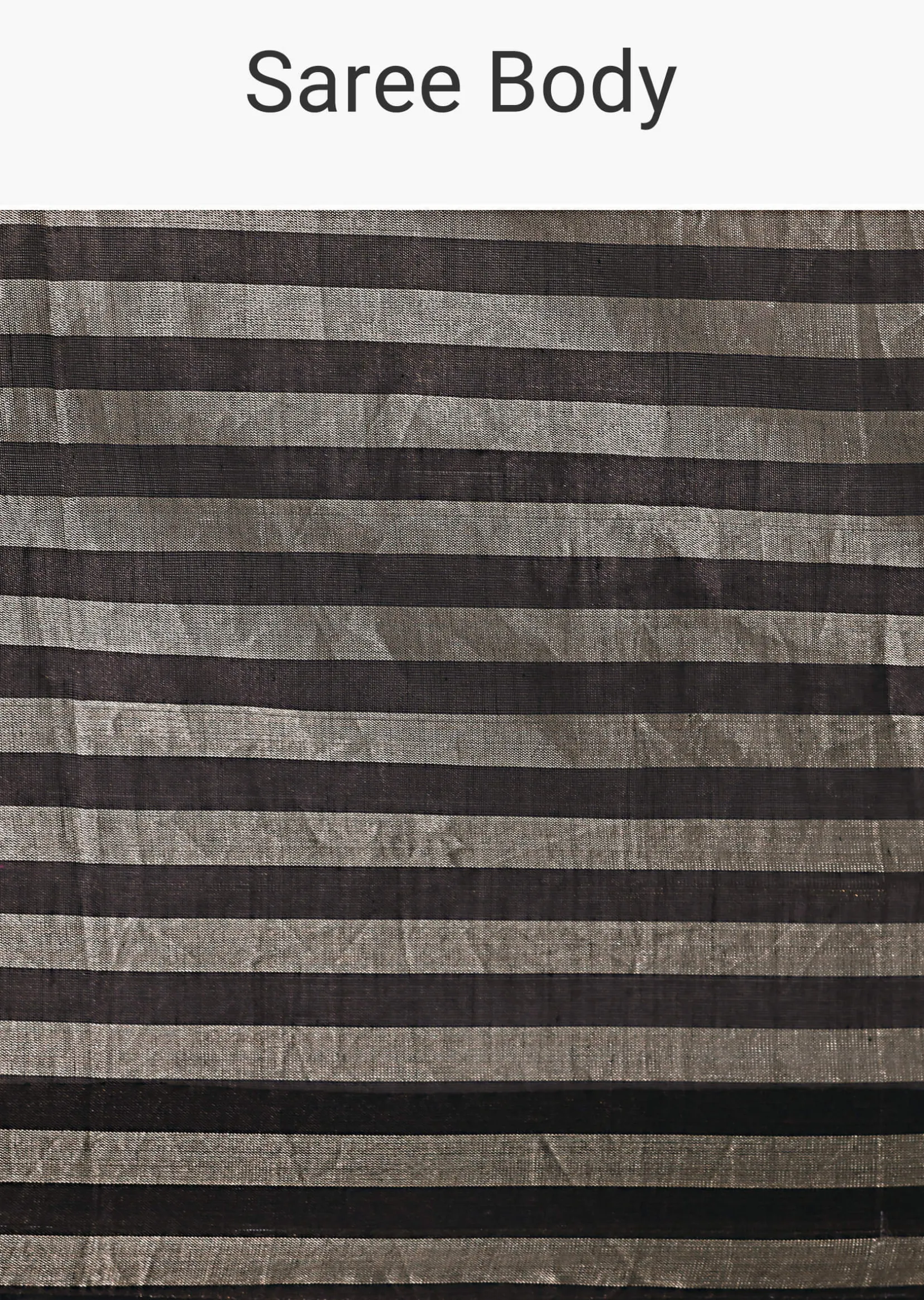 Black And Silver Half Striped Chanderi Saree And Stitched Blouse