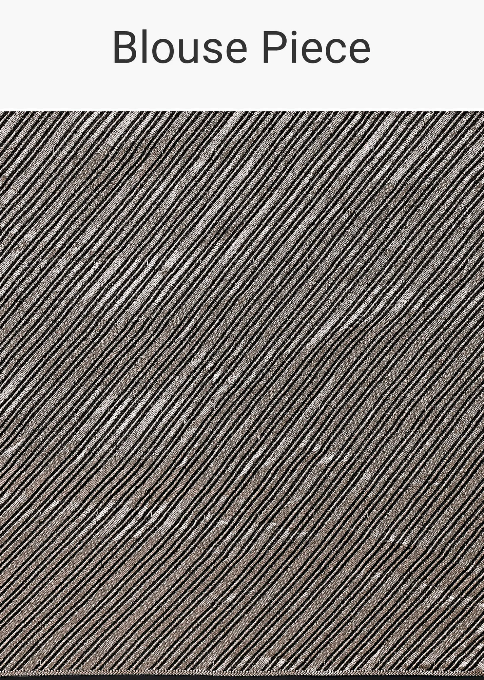 Black And Silver Half Striped Chanderi Saree And Stitched Blouse