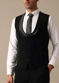 Black Blazer And Pant Set Tuxedo With Cutwork Detail