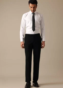 Black Blazer And Pant Set Tuxedo With Cutwork Detail