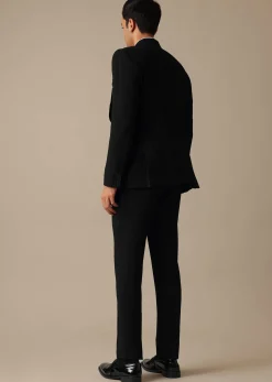 Black Blazer And Pant Tuxedo Set With Cutdana Work