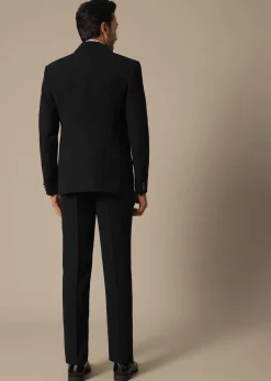 Black Blazer Set With Embroidered Detail