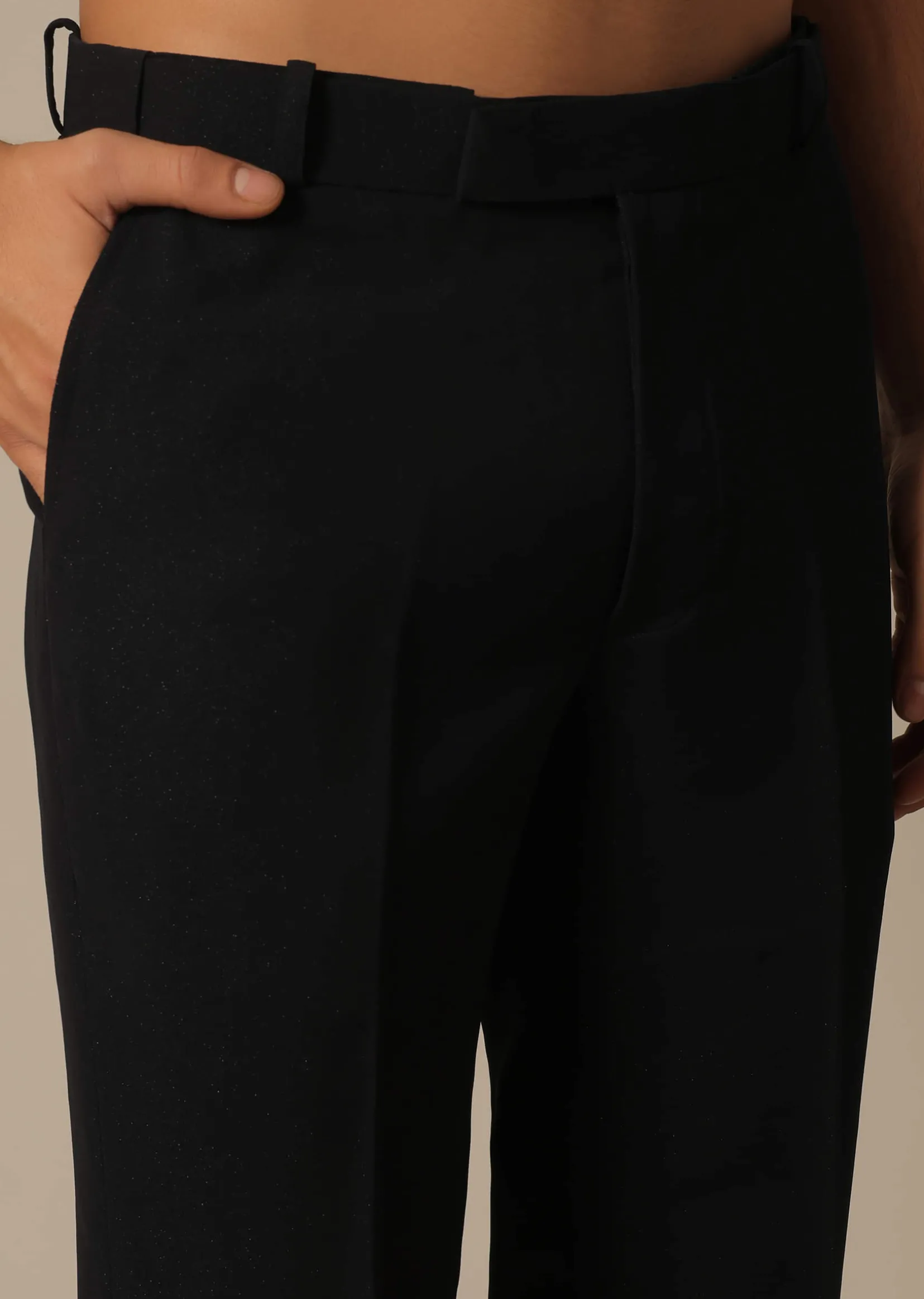Black Blazer Set With Embroidered Detail