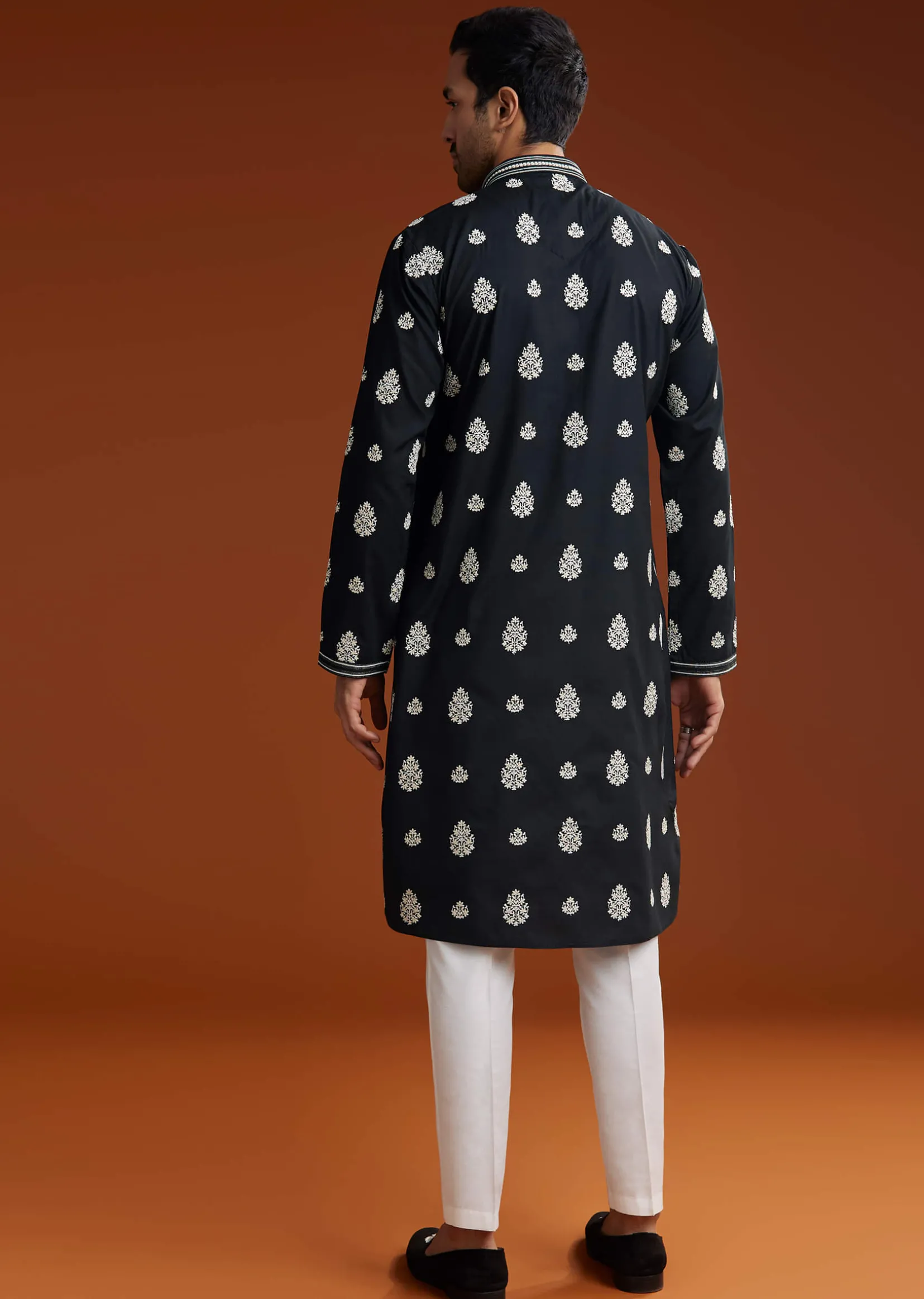 Black Chanderi Kurta Pant Set