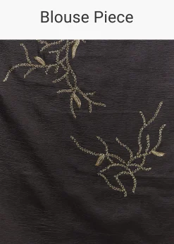 Black Crushed Tissue Saree With Scallop Border And Stone Embroidery