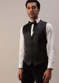 Black Crystal Handwork Tuxedo Set In Velvet