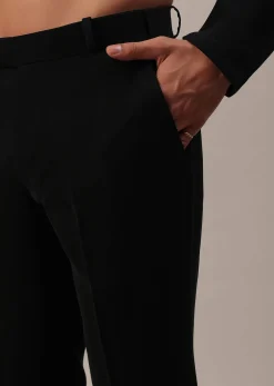 Black Cut Dana Embroidered Indowestern In Suiting Fabric