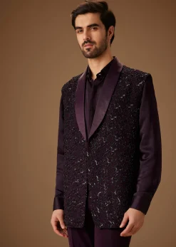 Black Cut Dana Work Indo Western Tuxedo