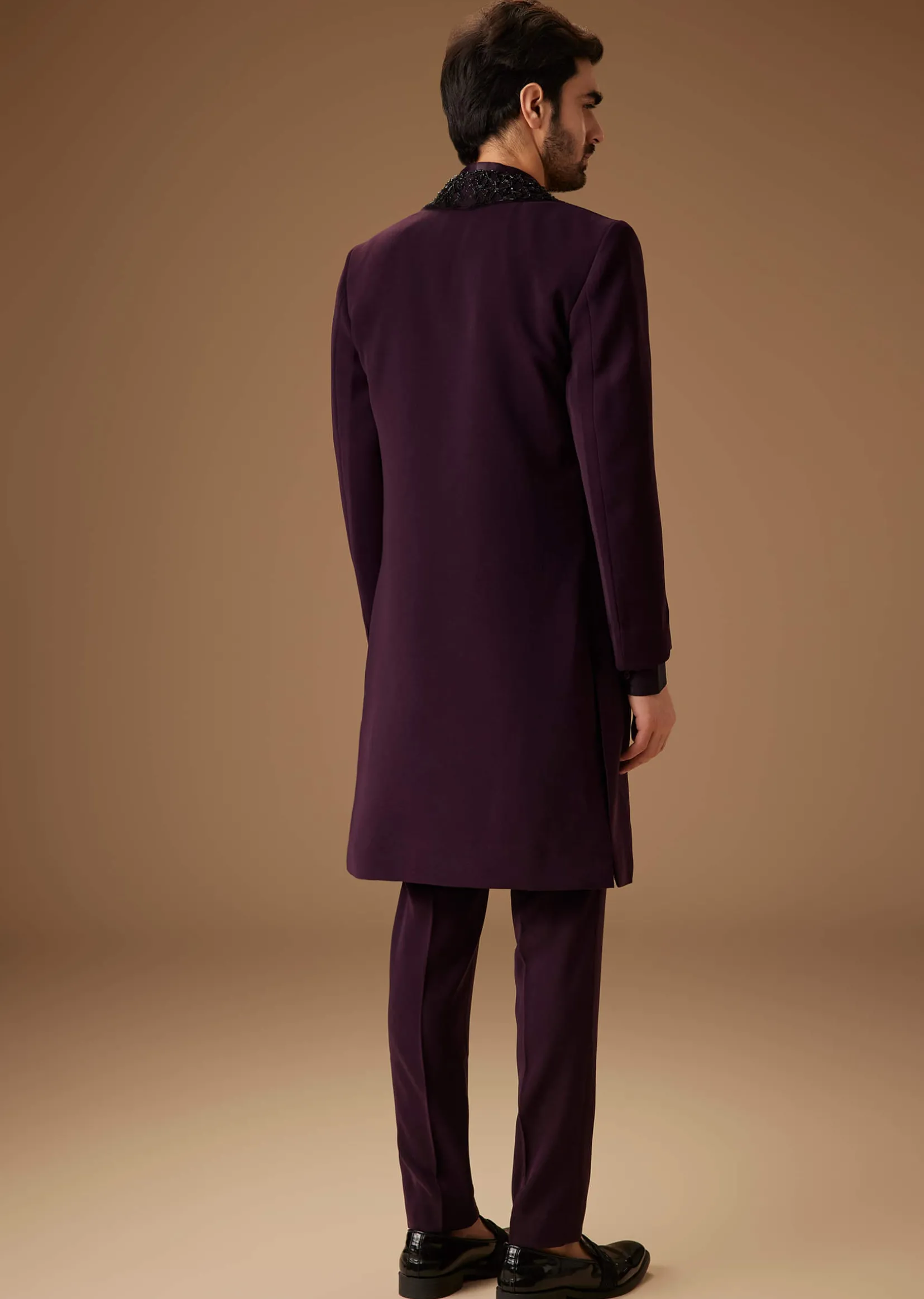 Black Cut Dana Work Indo Western Tuxedo