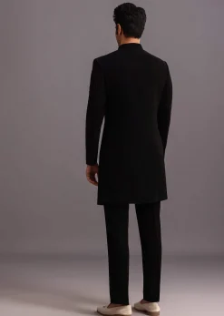 Black Cutdana Indowestern Trouser Suit