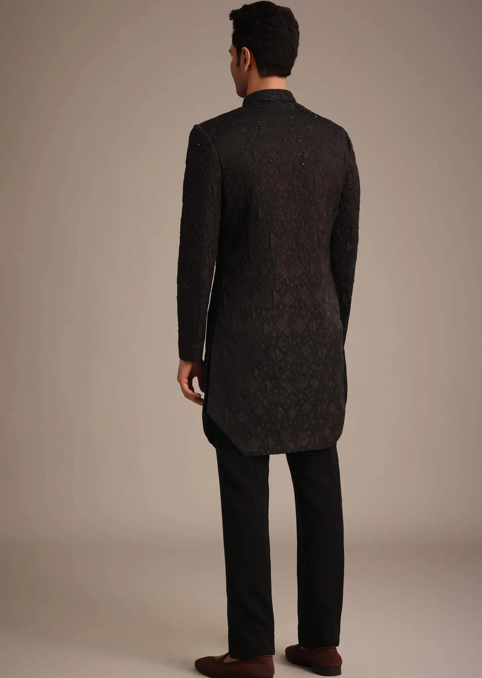 Black Cutdana Work Indowestern Set