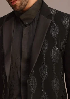 Black Embellished Blazer and Pant Set