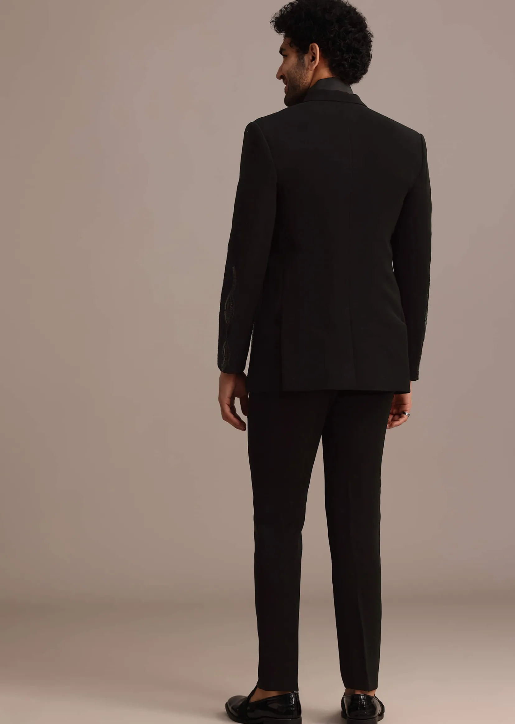 Black Embellished Blazer and Pant Set