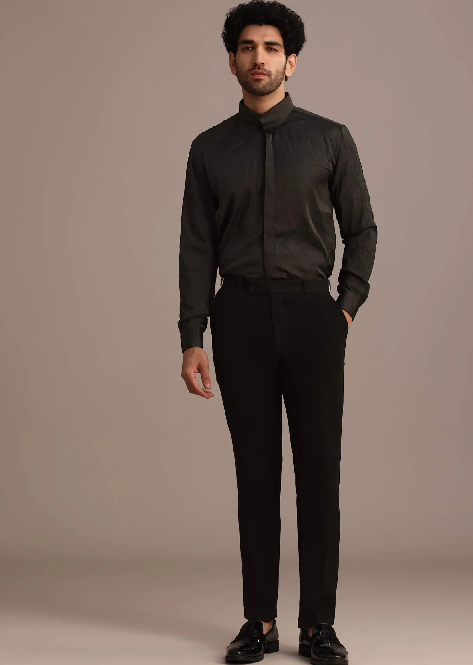 Black Embellished Blazer and Pant Set