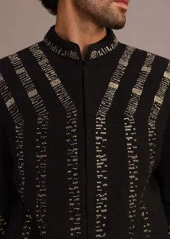Black Embellished Indo Western Suit