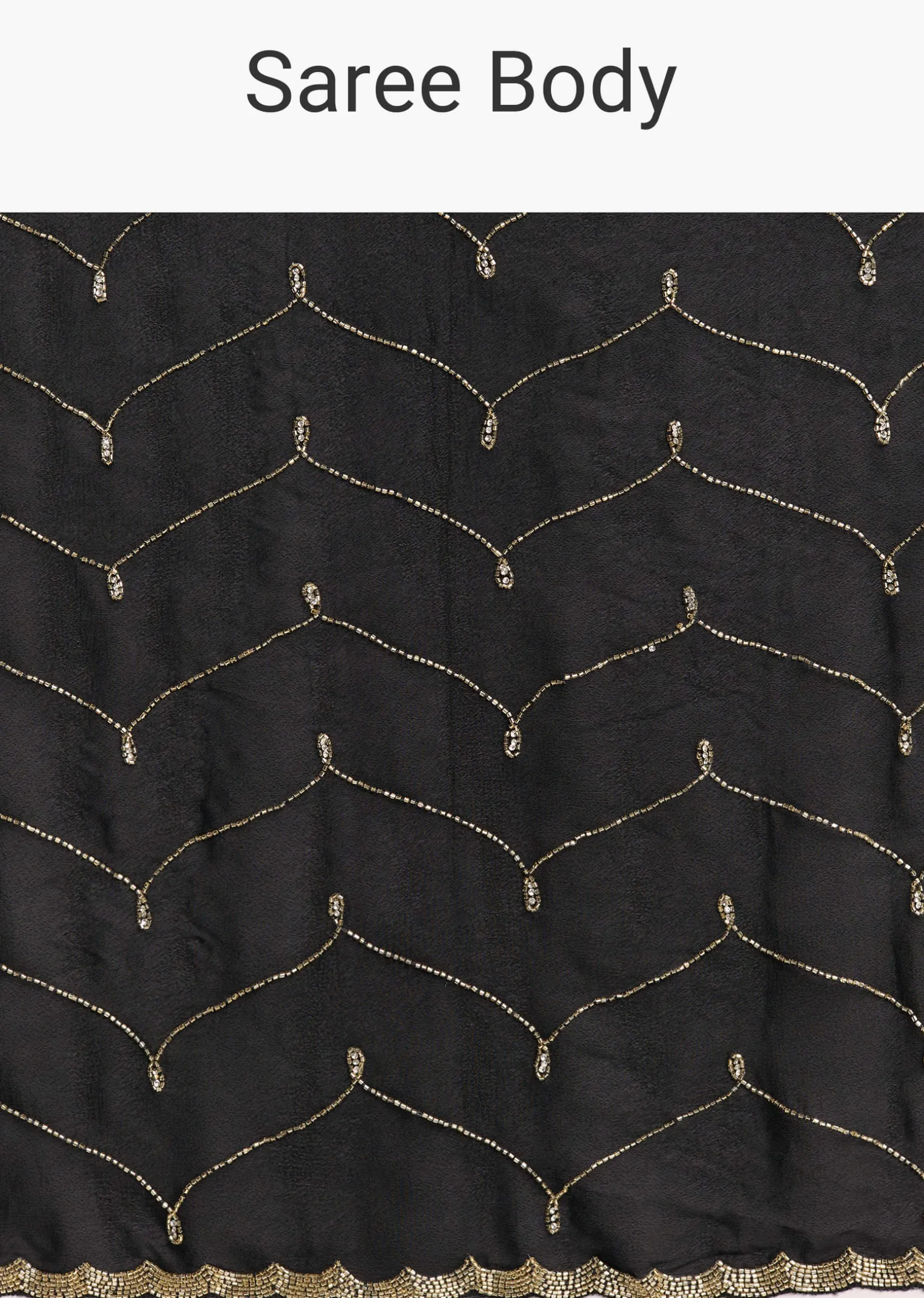 Black Embroidered Chinon Saree With Cut Dana Work