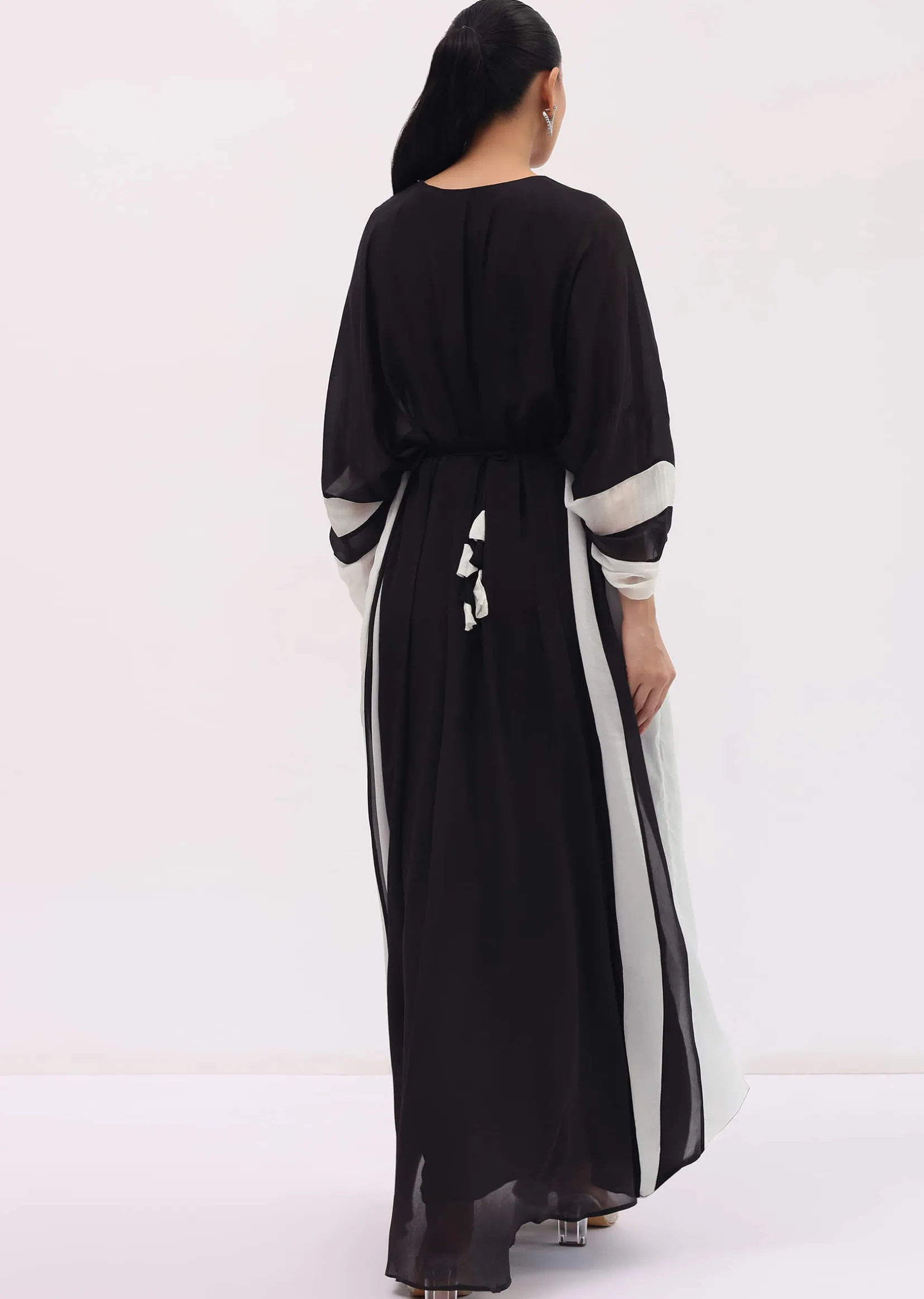 Black Embroidered Georgette Kaftaan Gown