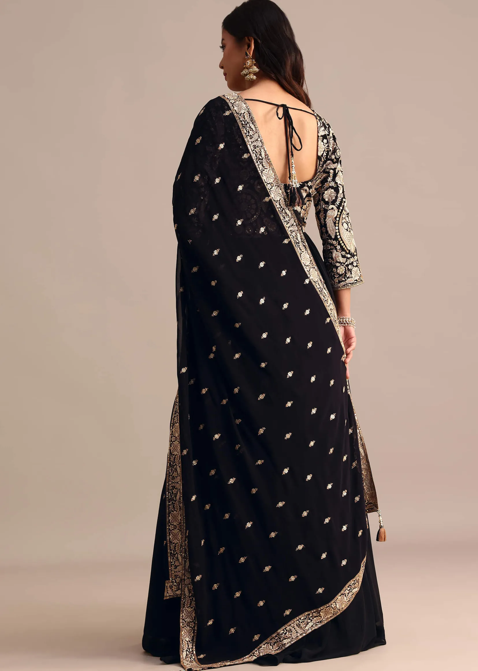 Black Embroidered Georgette Anarkali Suit