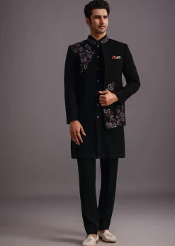 Black Embroidered Jodhpuri Kurta Set