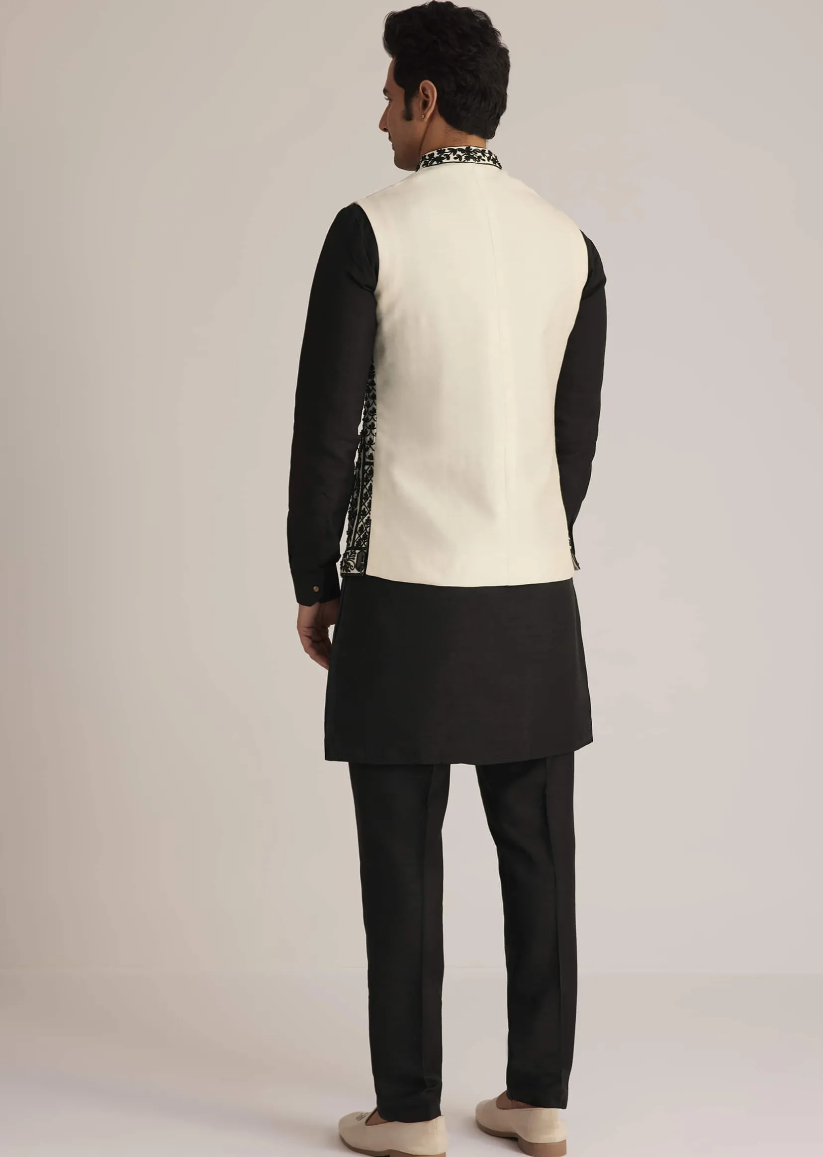 Black Embroidered Nehru Jacket Set