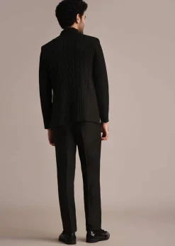 Black Embroidered Rayon Jodhpuri Suit