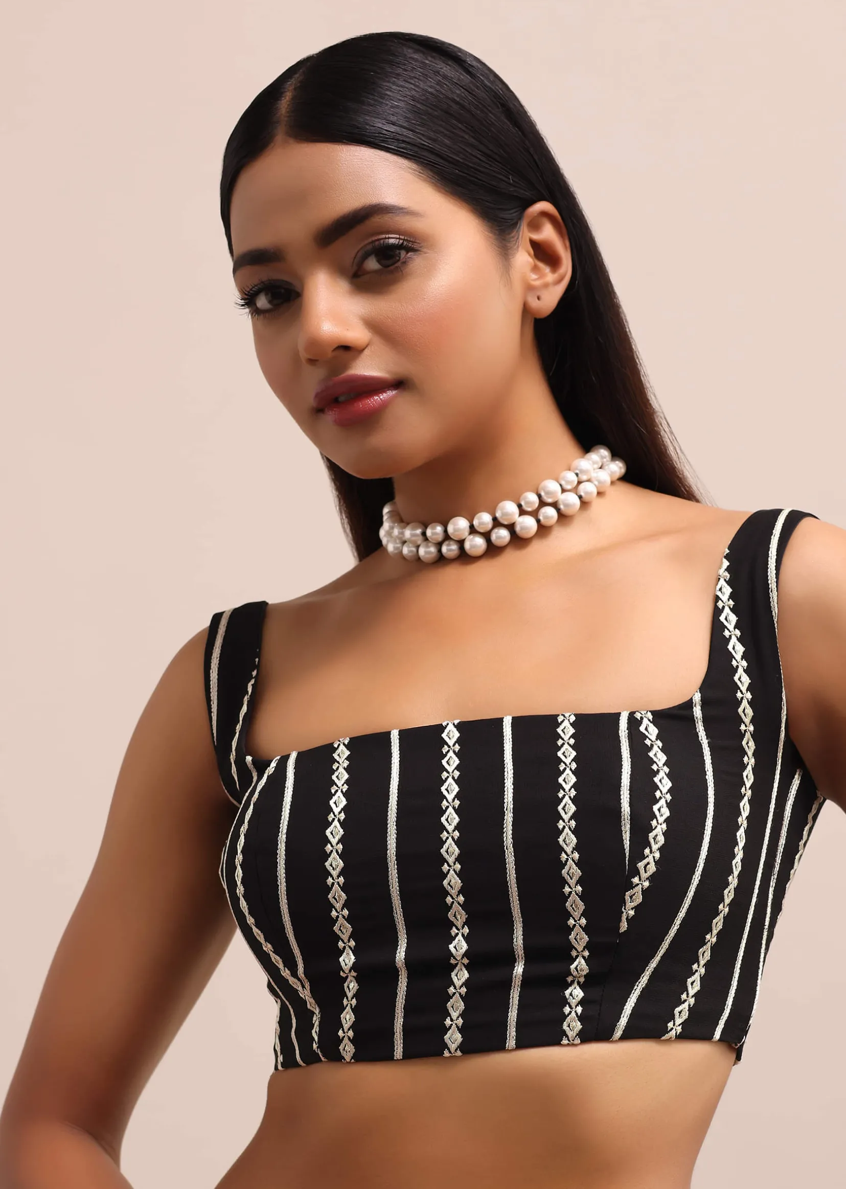 Black Georgette Parsi Gara Saree With Unstitched Blouse